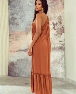 Asymetryczna sukienka z falbaną Sunset Elegance