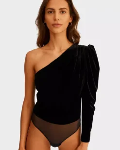 Asymetryczne body z weluru Flaneur
