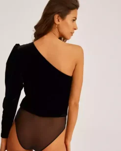 Asymetryczne body z weluru Flaneur