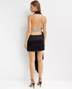 Asymetryczny czarny top Bianca