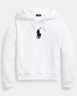 Bawełniana biała bluza z kapturem i logo
