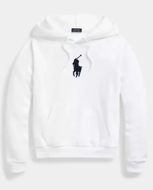 Bawełniana biała bluza z kapturem i logo