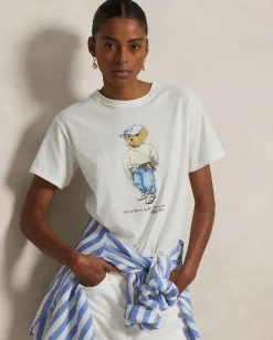 Bawełniana biała koszulka Polo Bear