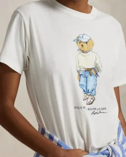 Bawełniana biała koszulka Polo Bear