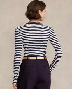 Bawełniana bluzka w paski Slim Fit