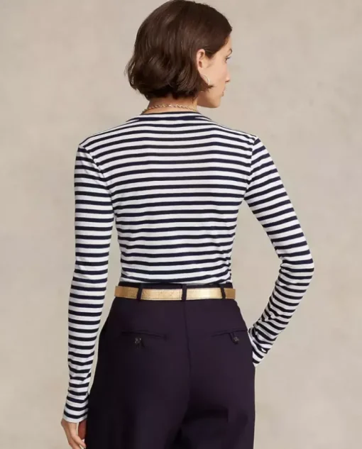Bawełniana bluzka w paski Slim Fit