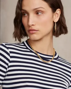 Bawełniana bluzka w paski Slim Fit