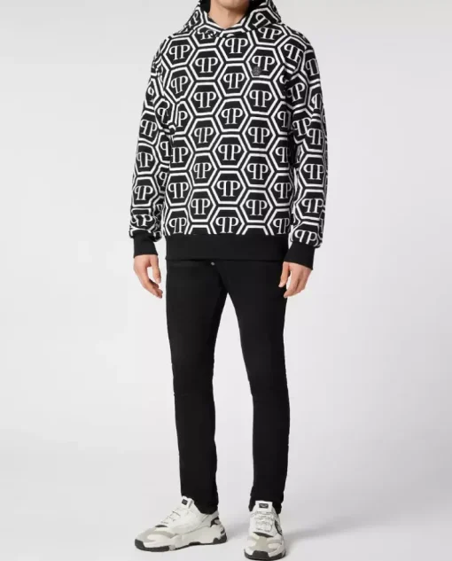 Bawełniana czarna bluza Monogram