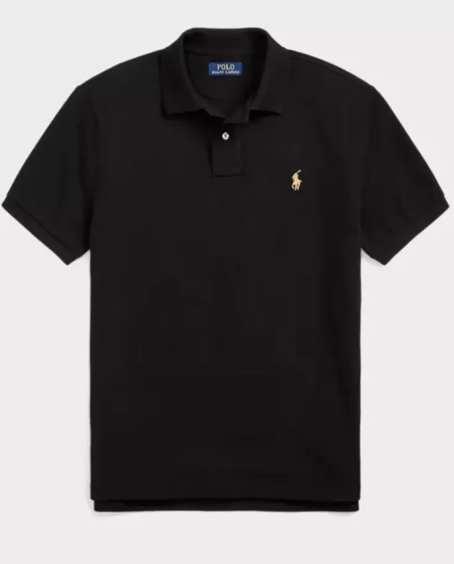 Bawełniana czarna koszulka polo Custom Slim Fit