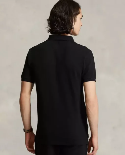 Bawełniana czarna koszulka polo Custom Slim Fit