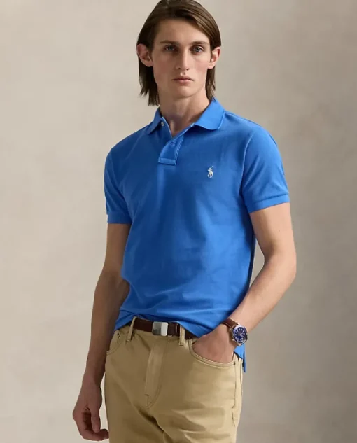 Bawełniana niebieska koszulka polo Slim Fit