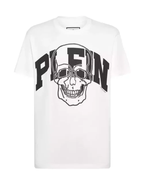 Bawełniany biały t-shirt z czaszką