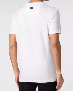 Bawełniany biały t-shirt z czaszką