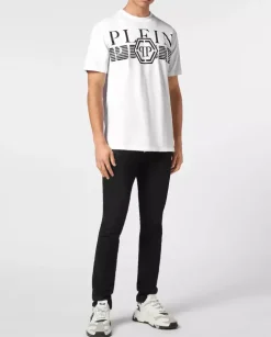 Bawełniany biały t-shirt z logo