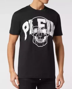 Bawełniany czarny t-shirt z czaszką