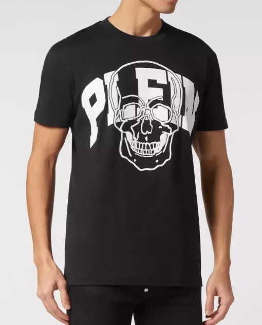 Bawełniany czarny t-shirt z czaszką
