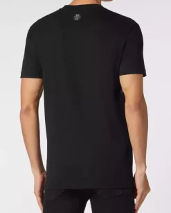 Bawełniany czarny t-shirt z czaszką