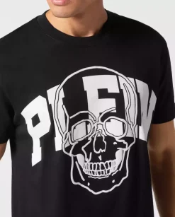 Bawełniany czarny t-shirt z czaszką