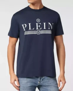 Bawełniany granatowy t-shirt z logo