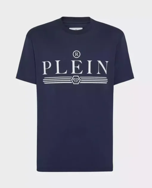Bawełniany granatowy t-shirt z logo
