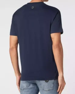 Bawełniany granatowy t-shirt z logo