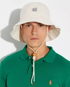Bawełniany kapelusz typu bucket z naszywką z logo