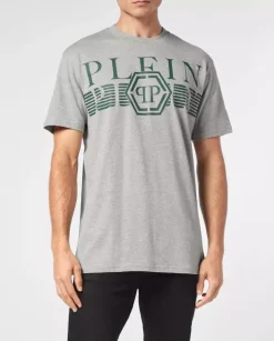 Bawełniany szary t-shirt z logo