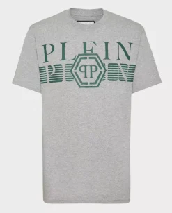Bawełniany szary t-shirt z logo
