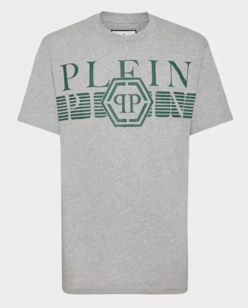 Bawełniany szary t-shirt z logo