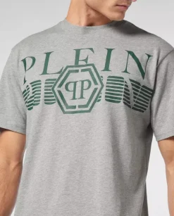 Bawełniany szary t-shirt z logo