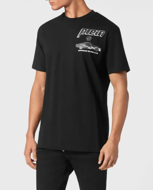 Bawełniany t-shirt z nadrukiem samochodu