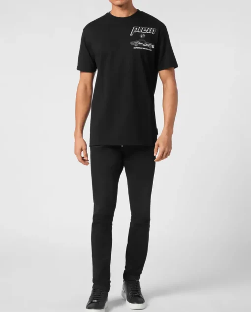 Bawełniany t-shirt z nadrukiem samochodu