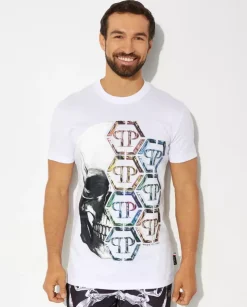Bawełniany t-shirt z nadrukiem Skull&Plein