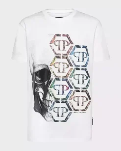 Bawełniany t-shirt z nadrukiem Skull&Plein