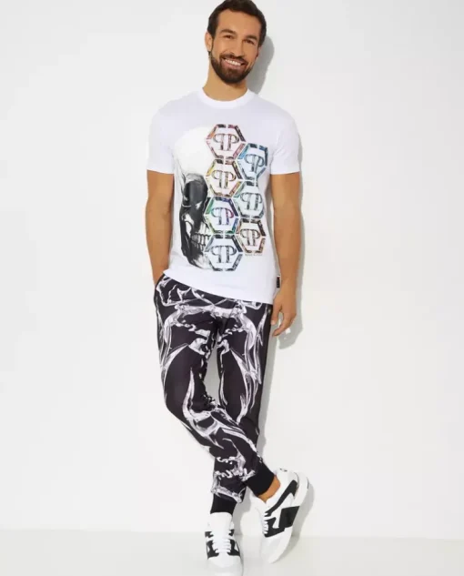 Bawełniany t-shirt z nadrukiem Skull&Plein