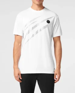 Bawełniany t-shirt ze srebrnym logo