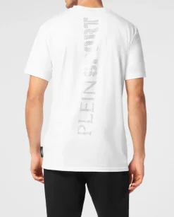 Bawełniany t-shirt ze srebrnym logo