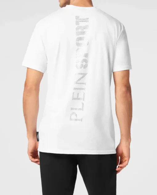 Bawełniany t-shirt ze srebrnym logo