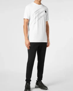 Bawełniany t-shirt ze srebrnym logo