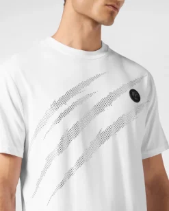Bawełniany t-shirt ze srebrnym logo