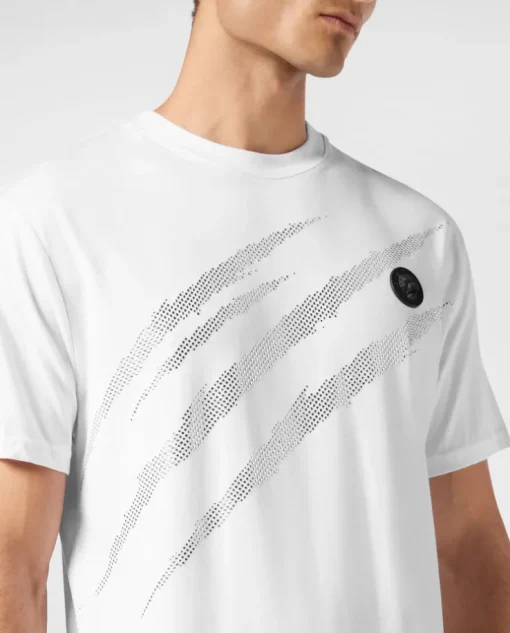 Bawełniany t-shirt ze srebrnym logo