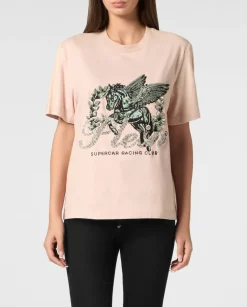 Bawełniany t-shirt ze zdobieniem Unicorn