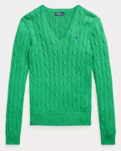 Bawełniany zielony sweter Slim Fit z logo