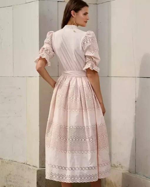 Beżowa ażurowa sukienka Matilde