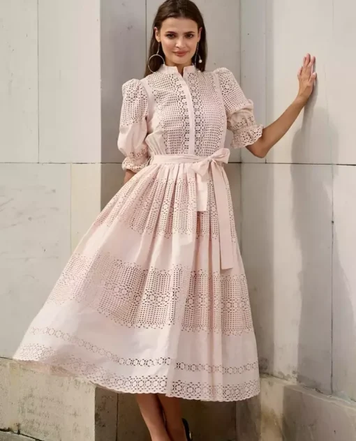 Beżowa ażurowa sukienka Matilde