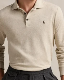 Beżowa bluzka polo z logo