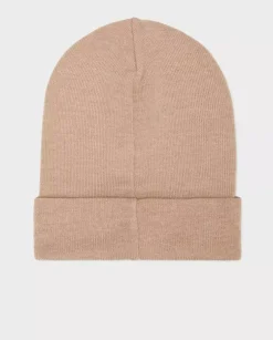 Beżowa czapka beanie z logo