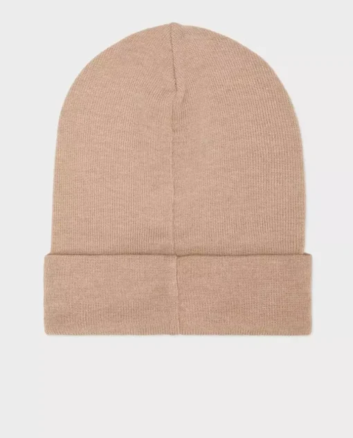 Beżowa czapka beanie z logo