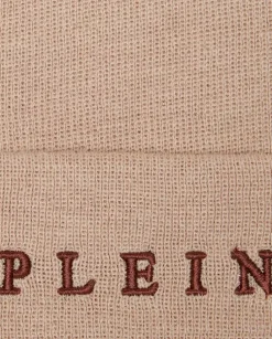 Beżowa czapka beanie z logo