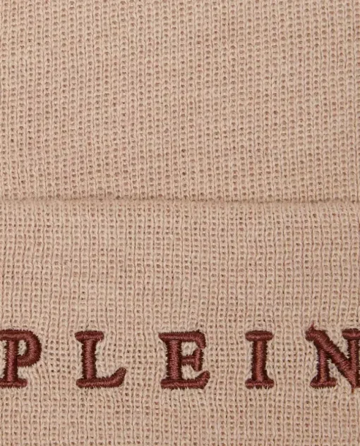 Beżowa czapka beanie z logo